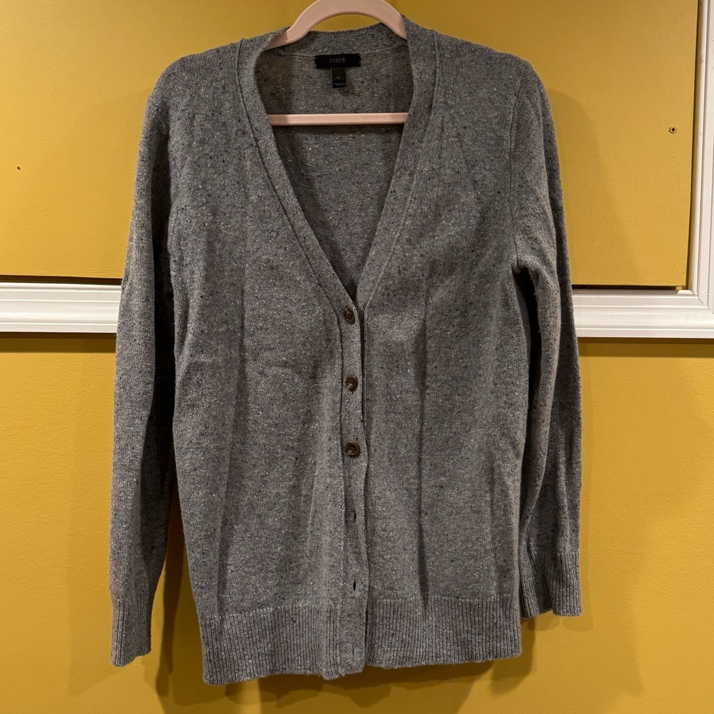 J. Crew speckled grey cardigan with buttons M